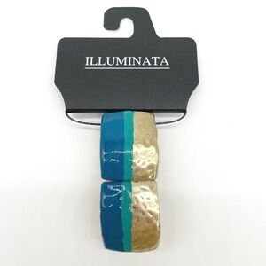 ILLUMINATA Women Bracelet One Size Colorblock‎ Aqua Blue Gold Enamel Statement
